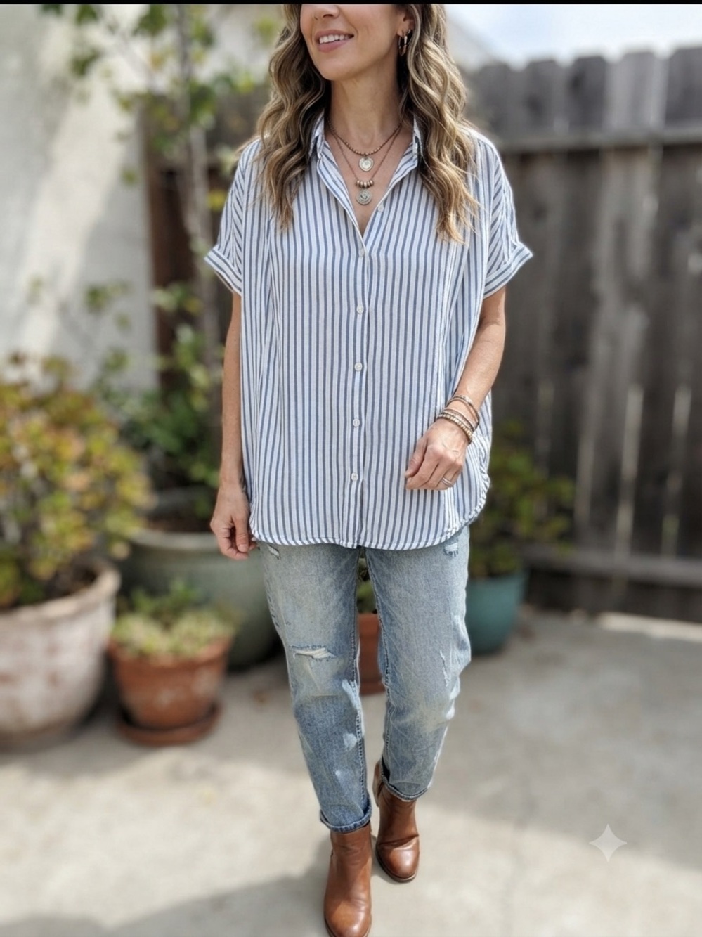 Madewell Central Shirt in Dalton Blue & White Stripe Button-Down Shirt
